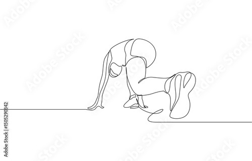 Single continuous line drawing runner using starting block to start his run on running, Running start, athlete one continuous line drawing. Vector hand drawn minimalism sport theme.