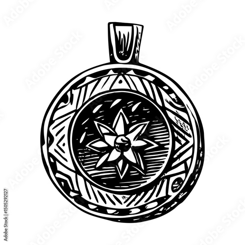 A vintage illustration showing bronze locket