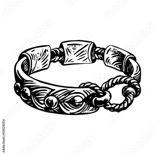 A vintage style illustration depicting charm bangle