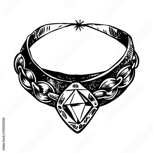 A vintage style illustration of stone choker