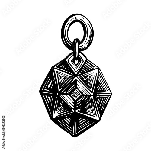 A vintage style illustration depicting geometric earring