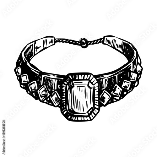 A vintage illustration showing gemstone choker 