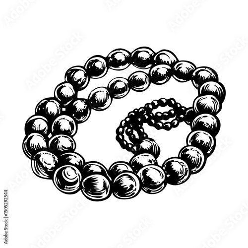 A sketchy style illustration of gold beads