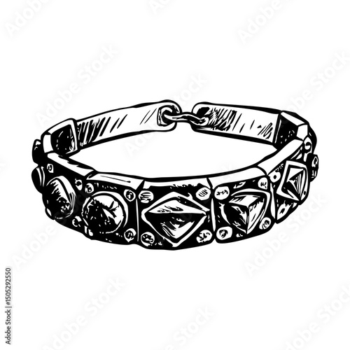 A vintage style illustration depicting gem choker