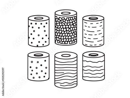 Minimal paper towels line art for hygiene themed designs