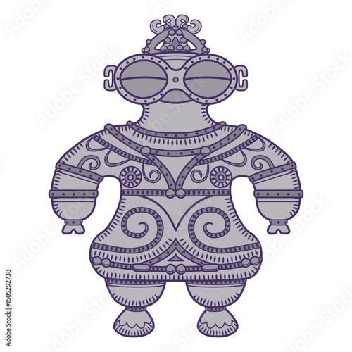 縄文時代の土偶のイラスト／Illustration of a clay figurine from the Jomon period