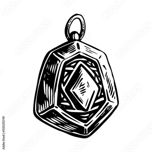 A vintage style illustration of onyx pendant