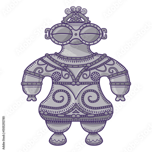 縄文時代の土偶のイラスト／Illustration of a clay figurine from the Jomon period