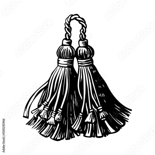 A sketchy style illustration of silk tassels