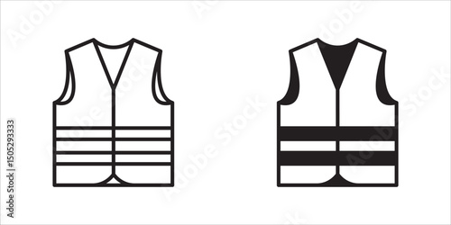 Life vest line icon, silhouette. Life jacket icon, silhouette, vector.  Safety vest icon, vector illustration.