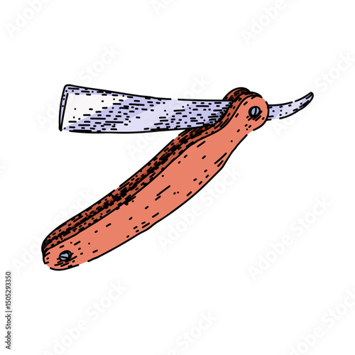 sharp barber straight razor sketch hand drawn vector