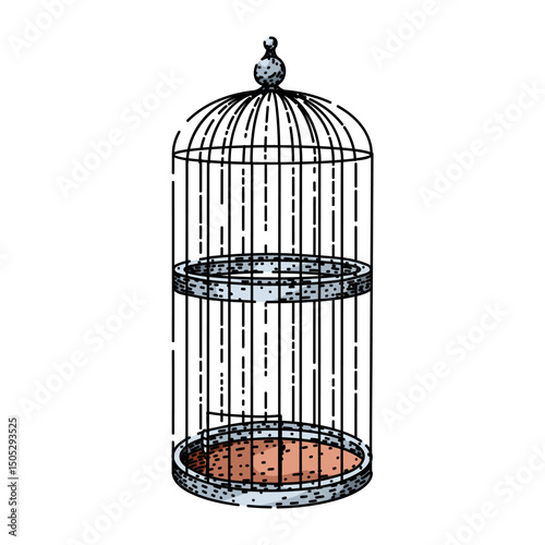swing birdcage sketch hand drawn vector
