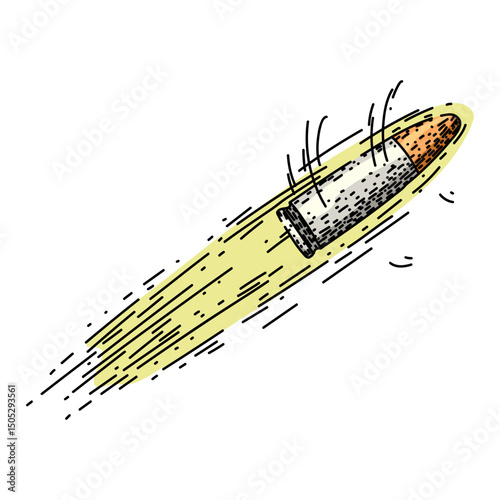 velocity bullet flying sketch hand drawn vector