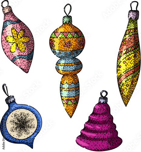 christmas toys set sketch hand drawn vector