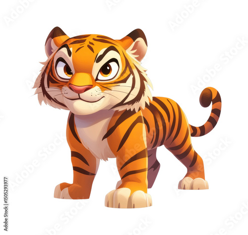 PNG Cute cartoon tiger with playful expression