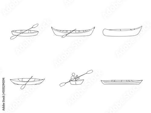 minimalist rowboat line art vector for design