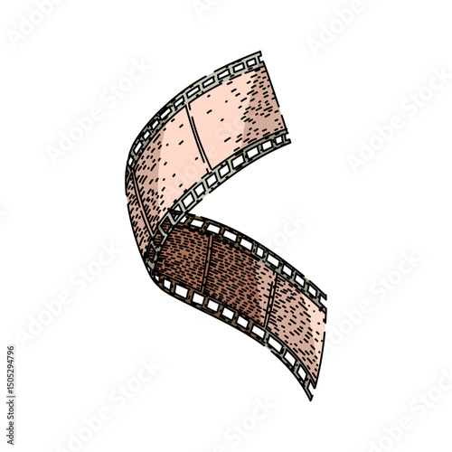 projector film reel sketch hand drawn vector
