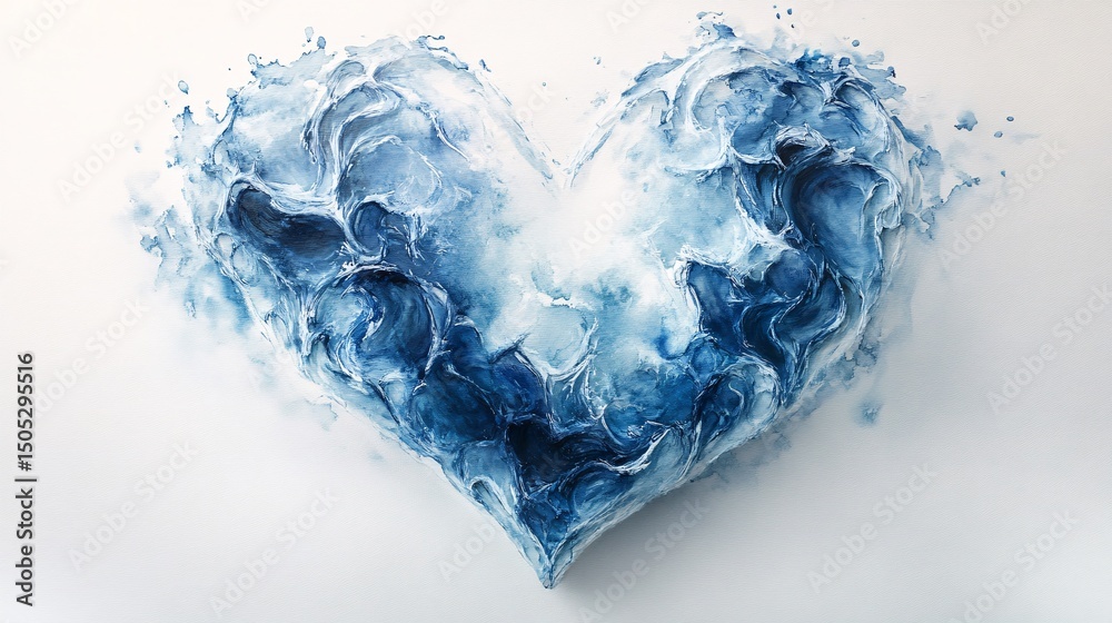 Obraz premium Abstract heart shape with textured blue patterns.