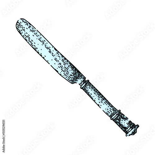 personalized knife engraved silver sketch hand drawn vector