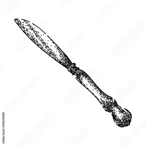 blade knife engraved silver sketch hand drawn vector
