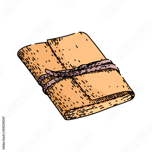 elegant leather bound diary sketch hand drawn vector