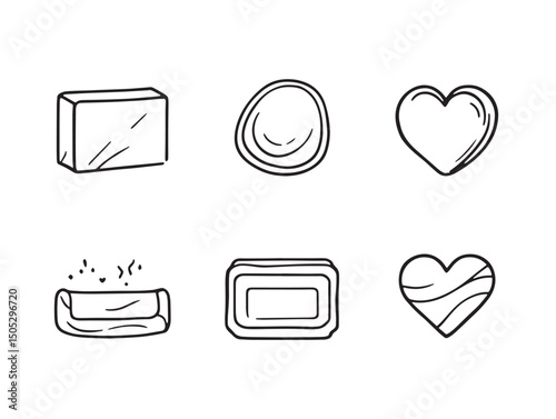minimalist soap line art icon set for designers