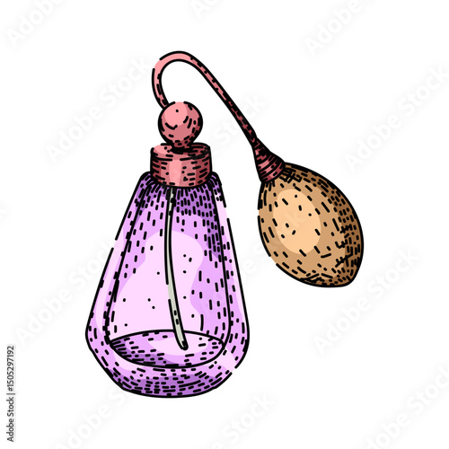 fragrance perfume automizer sketch hand drawn vector