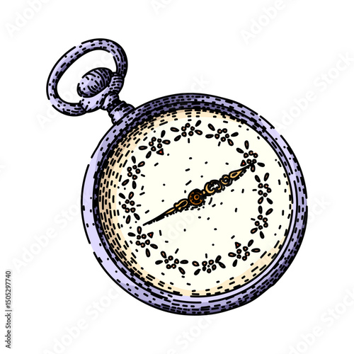 fob pocket watch sketch hand drawn vector