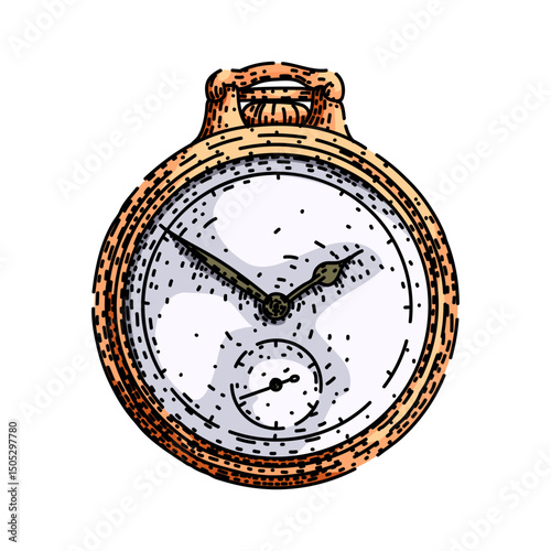 chain pocket watch sketch hand drawn vector