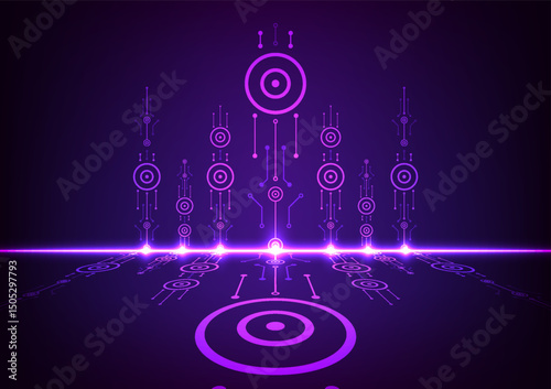 Technology futuristic circuit board background with  robotics, machine learning, data, future, digital, network.
