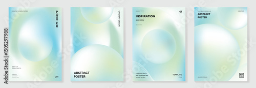 Modern gradient poster background vector set. Cover template with vibrant perspective geometric prism shapes. Ideal design for social media, cover, banner, flyer.
