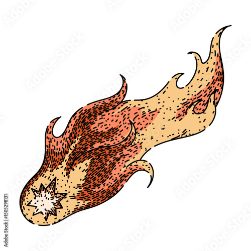 celestial shooting star sketch hand drawn vector