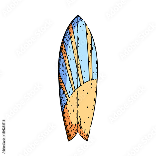 fins surfboard sketch hand drawn vector
