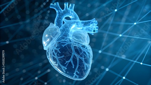 Human heart anatomy digital 3d model network