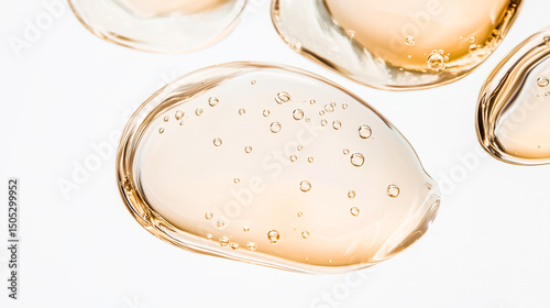 Close-up of bubbles in a translucent gel, showcasing texture and light reflection.