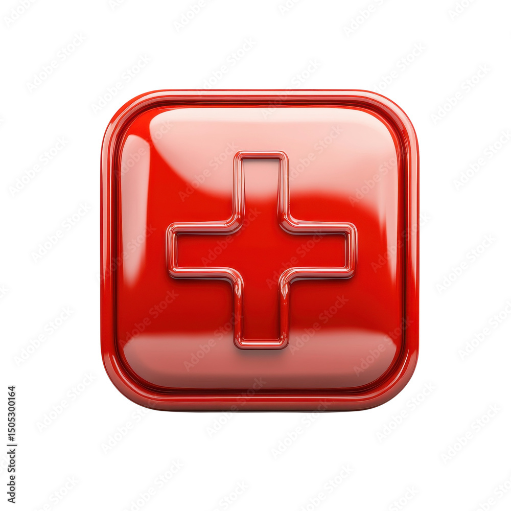 Obraz premium A vibrant red medical plus sign a symbol of urgent care and immediate on transparent background
