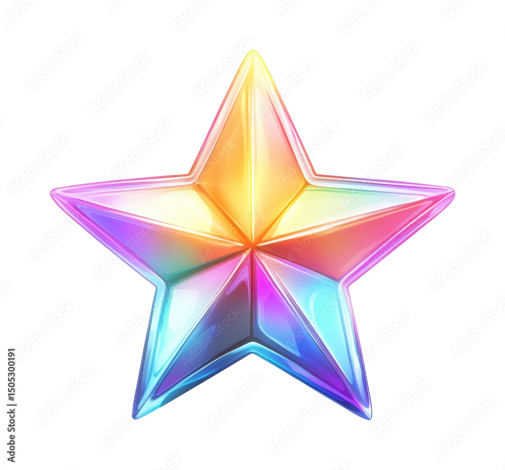 Obraz premium PNG Vibrant multicolored star with glossy spectrum effect