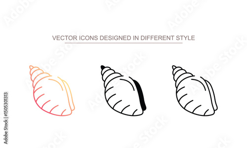 Conch icon design with white background stock illustration