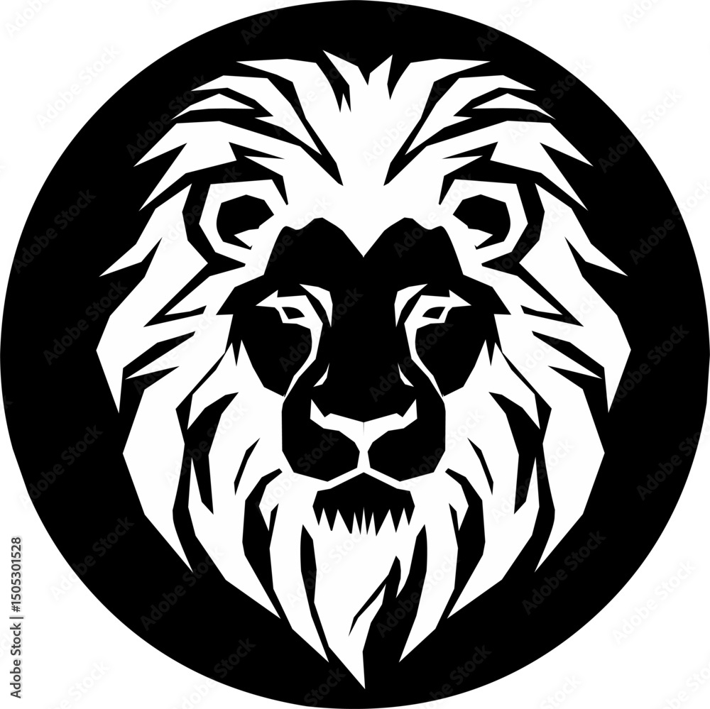 Obraz premium a white lion head in a simple look a logo silhouette illustration icon black background