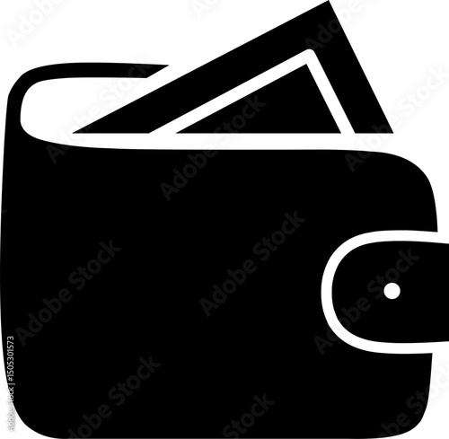 Wallet, money, cash, credit card, leather wallet black icon design. Perfect for business or  finance education purpose.