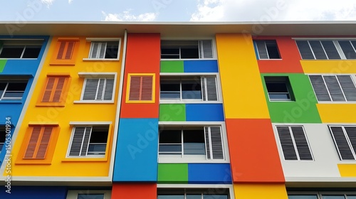 Vibrant multi-colored apartment building