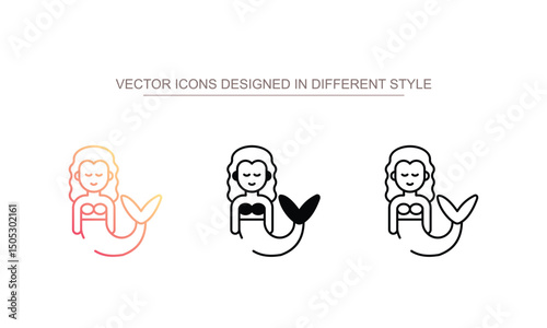 Mermaid icon design with white background stock illustration