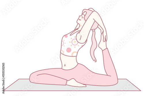 A serene illustration of a woman performing a yoga pose to promote relaxation and enhance flexibility