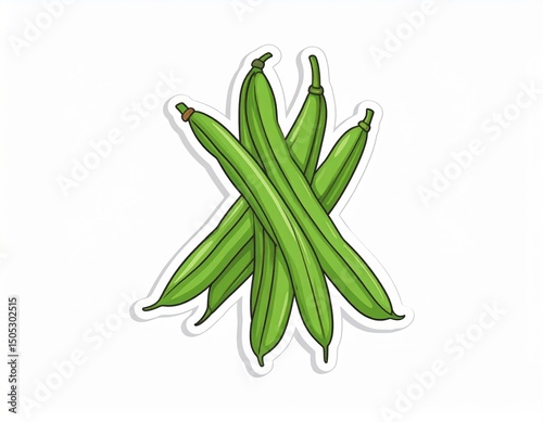 Vibrant green bean sticker on white, fresh, healthy, and ready to peel