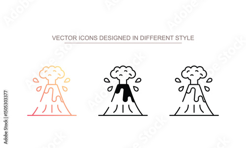 Volcano icon design with white background stock illustration