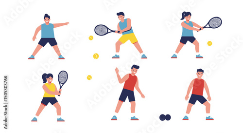 Diverse Tennis Players in Actionful Poses (1)