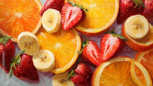 Wallpaper Mural Fresh fruit painting still life with oranges strawberries and bananas art print kitchen wall decor canvas art 100 Torontodigital.ca