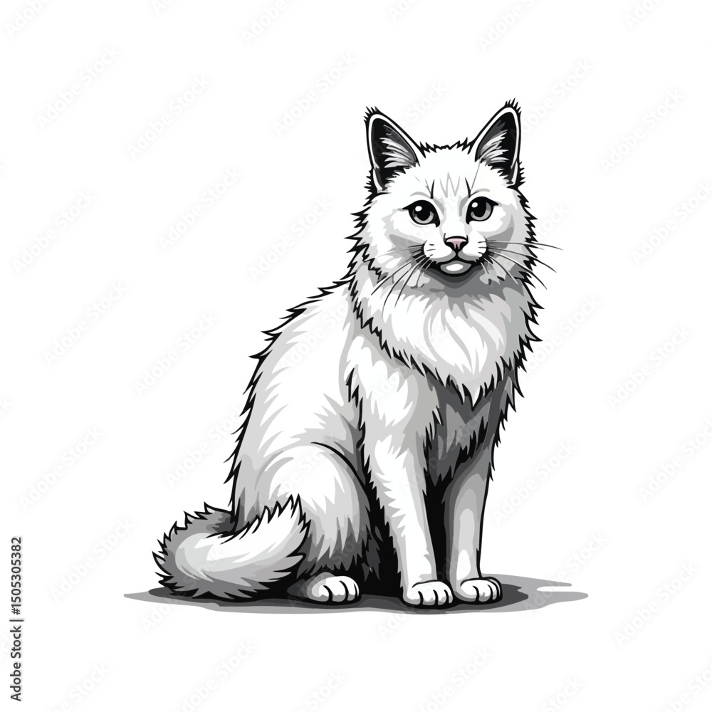 Obraz premium Elegant Long-Haired Cat Illustration