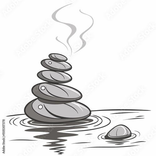 Zen Stones & Mist – Minimal Calm Nature Scene