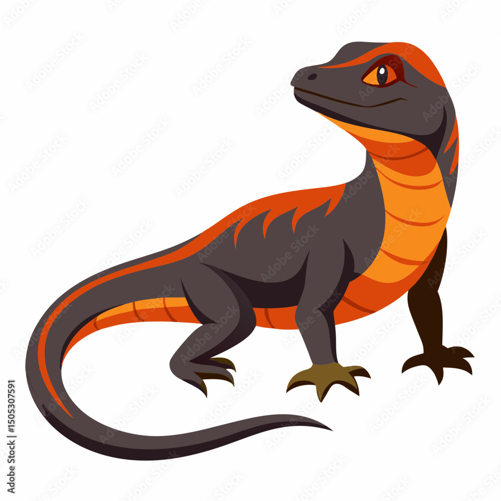 Fototapeta premium Realistic full-body illustration of a Monitor Lizard on a clean white background, perfect for nature, wildlife, and reptile-themed designs.